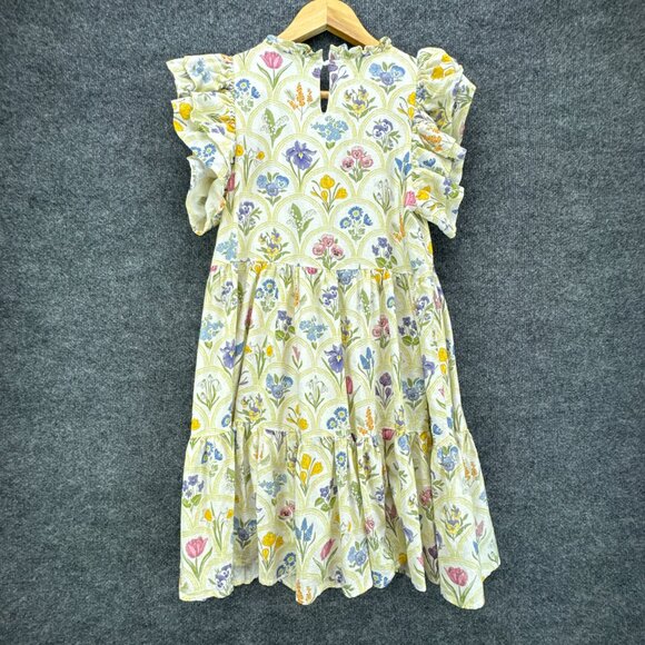 Aura Dress‎ Womens Small Linen Blend Tiered Ruffle Cottagecore Floral Boho Flowy - Picture 6 of 14